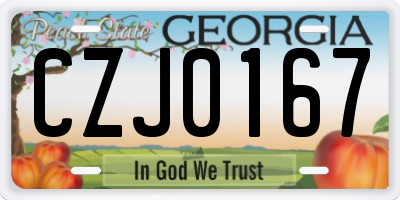GA license plate CZJ0167