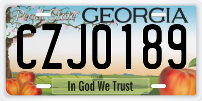 GA license plate CZJ0189