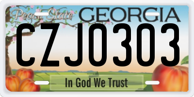 GA license plate CZJ0303