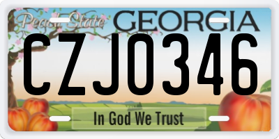 GA license plate CZJ0346