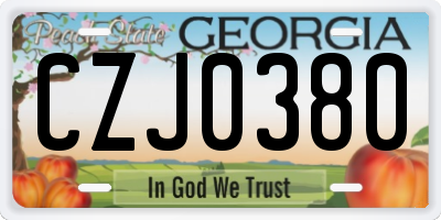 GA license plate CZJ0380