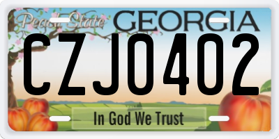GA license plate CZJ0402