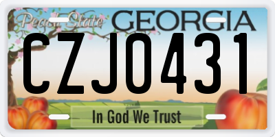 GA license plate CZJ0431