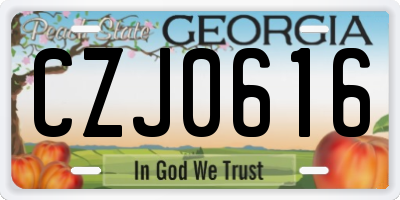 GA license plate CZJ0616