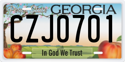 GA license plate CZJ0701