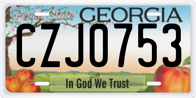 GA license plate CZJ0753