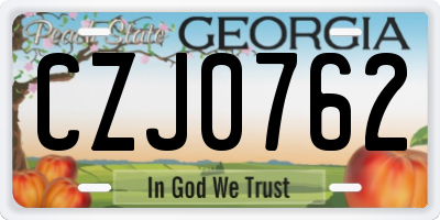 GA license plate CZJ0762