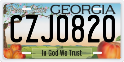 GA license plate CZJ0820