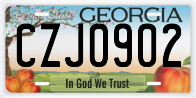 GA license plate CZJ0902