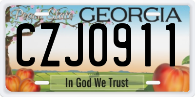 GA license plate CZJ0911
