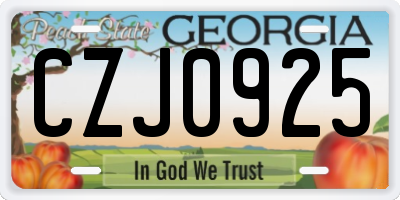 GA license plate CZJ0925
