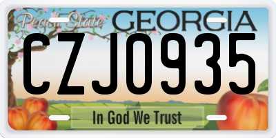 GA license plate CZJ0935