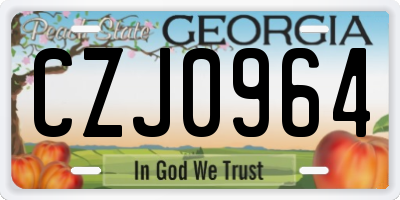 GA license plate CZJ0964