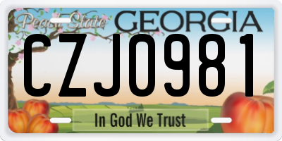 GA license plate CZJ0981