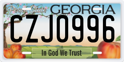 GA license plate CZJ0996
