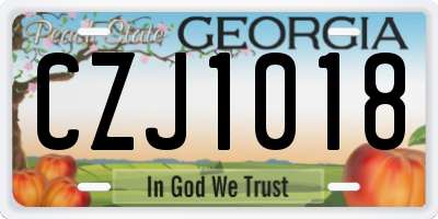 GA license plate CZJ1018