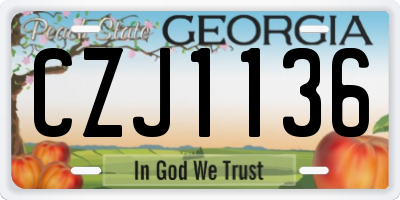 GA license plate CZJ1136