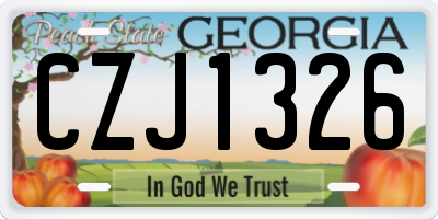 GA license plate CZJ1326