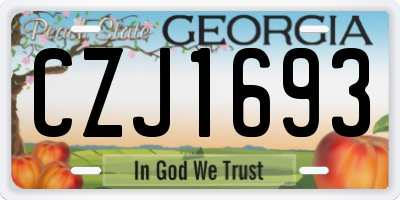 GA license plate CZJ1693
