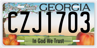 GA license plate CZJ1703