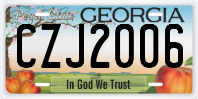 GA license plate CZJ2006