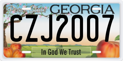 GA license plate CZJ2007