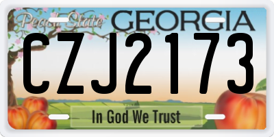GA license plate CZJ2173