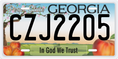 GA license plate CZJ2205