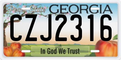 GA license plate CZJ2316