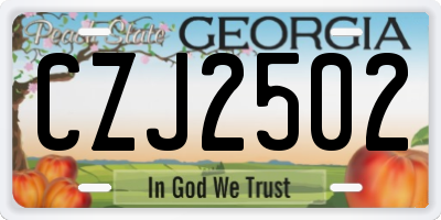 GA license plate CZJ2502