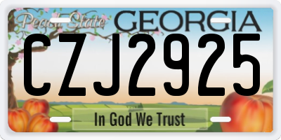 GA license plate CZJ2925