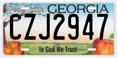 GA license plate CZJ2947