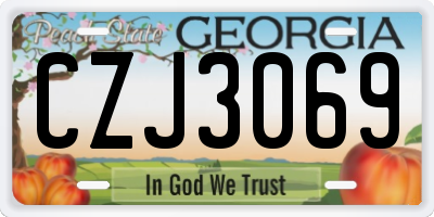 GA license plate CZJ3069