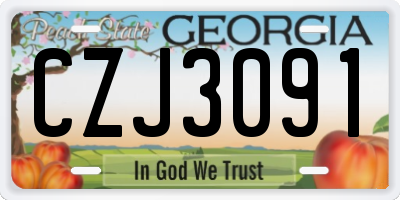 GA license plate CZJ3091