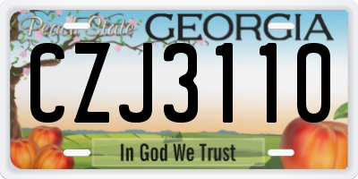 GA license plate CZJ3110