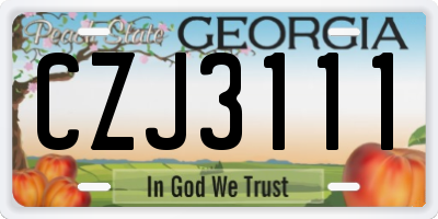 GA license plate CZJ3111