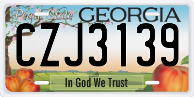 GA license plate CZJ3139