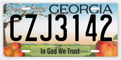 GA license plate CZJ3142