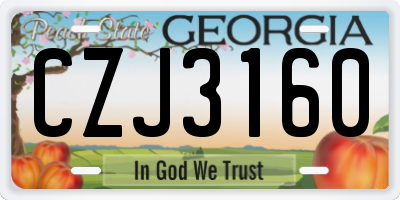 GA license plate CZJ3160