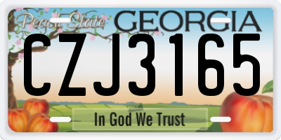 GA license plate CZJ3165