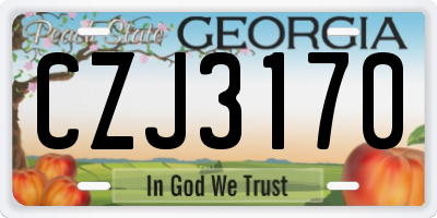 GA license plate CZJ3170