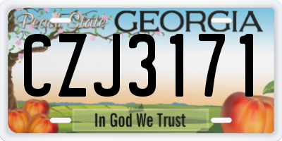 GA license plate CZJ3171