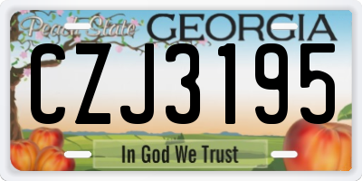 GA license plate CZJ3195