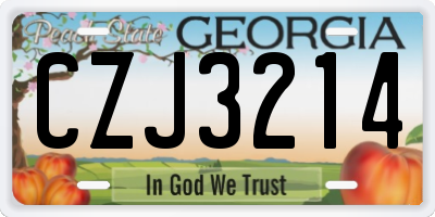 GA license plate CZJ3214