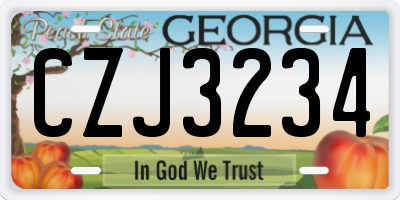 GA license plate CZJ3234
