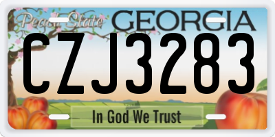 GA license plate CZJ3283