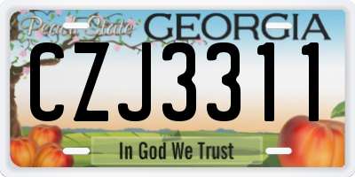 GA license plate CZJ3311