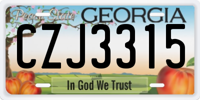 GA license plate CZJ3315