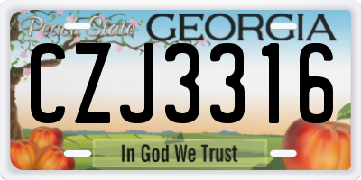 GA license plate CZJ3316
