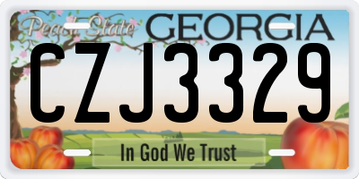 GA license plate CZJ3329